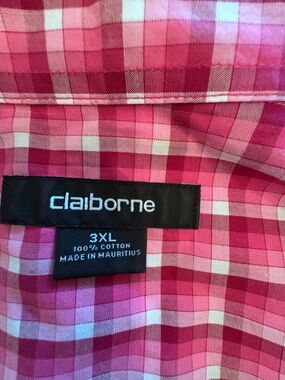 Clairborne Mens Plaid Pink Shirt - 3X - 100% cotton